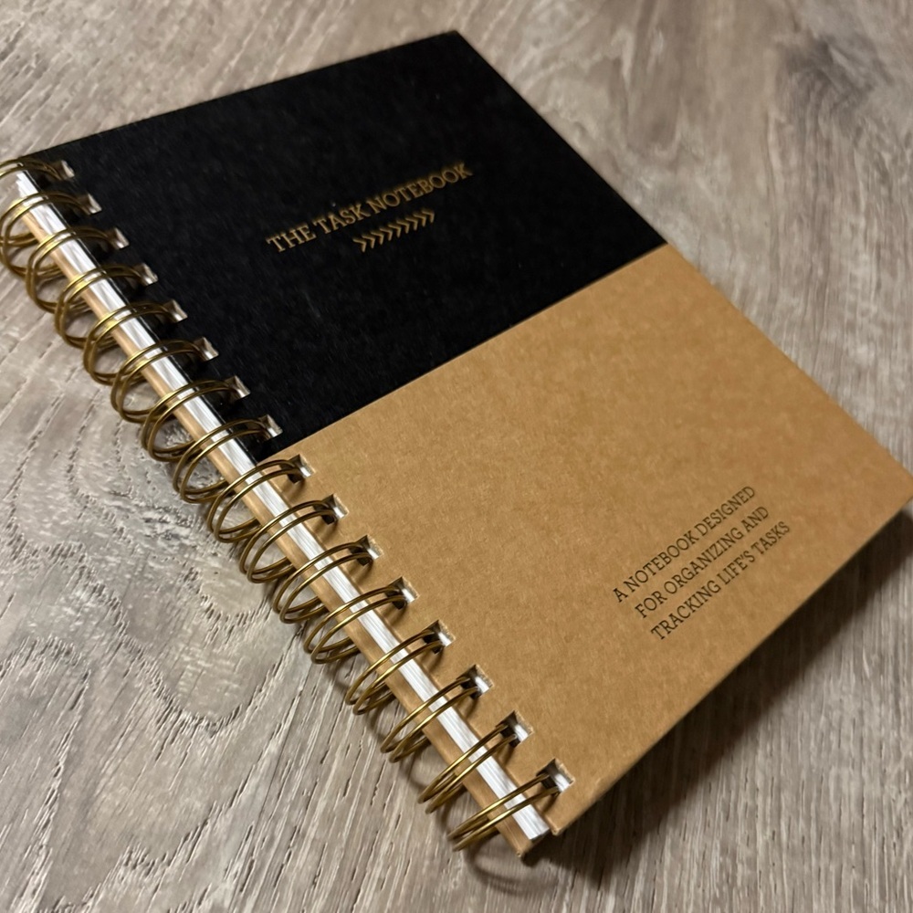 Minimalist Spiral Task Notebook Black Tan | Planner Journal Organizer - Picture 3 of 4